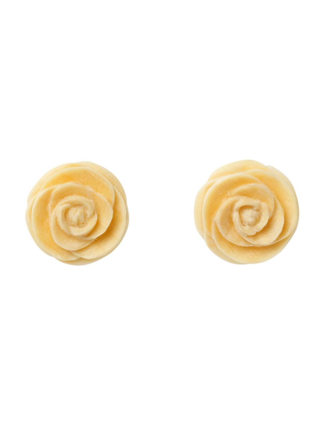 Urban Star Wood Rose Stud Earrings, , hi-res