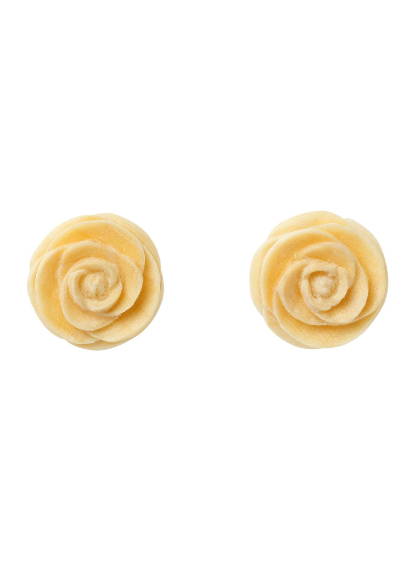 Urban Star Wood Rose Stud Earrings, , hi-res