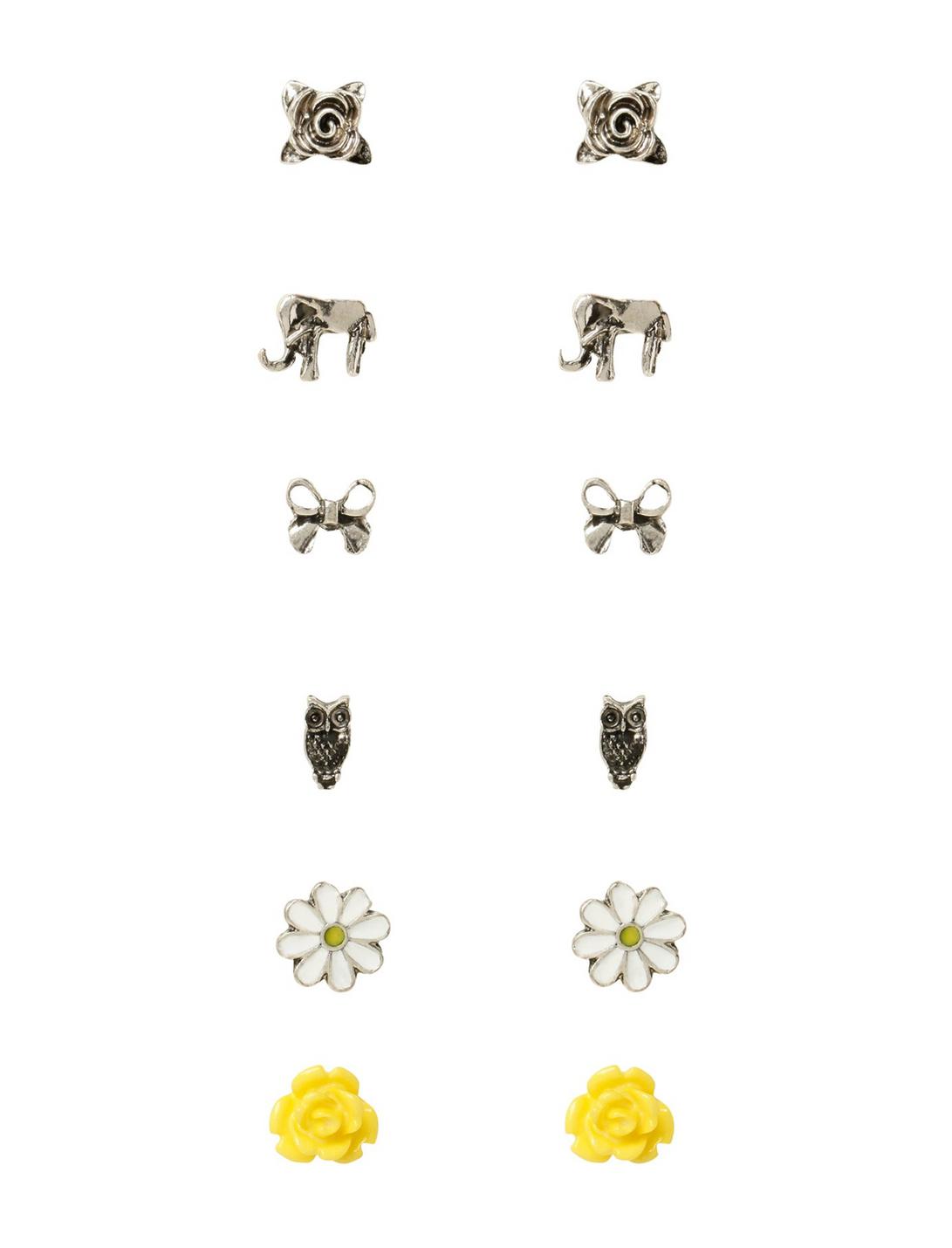 LOVEsick Rose Elephant Bow Earrings 6 Pair, , hi-res
