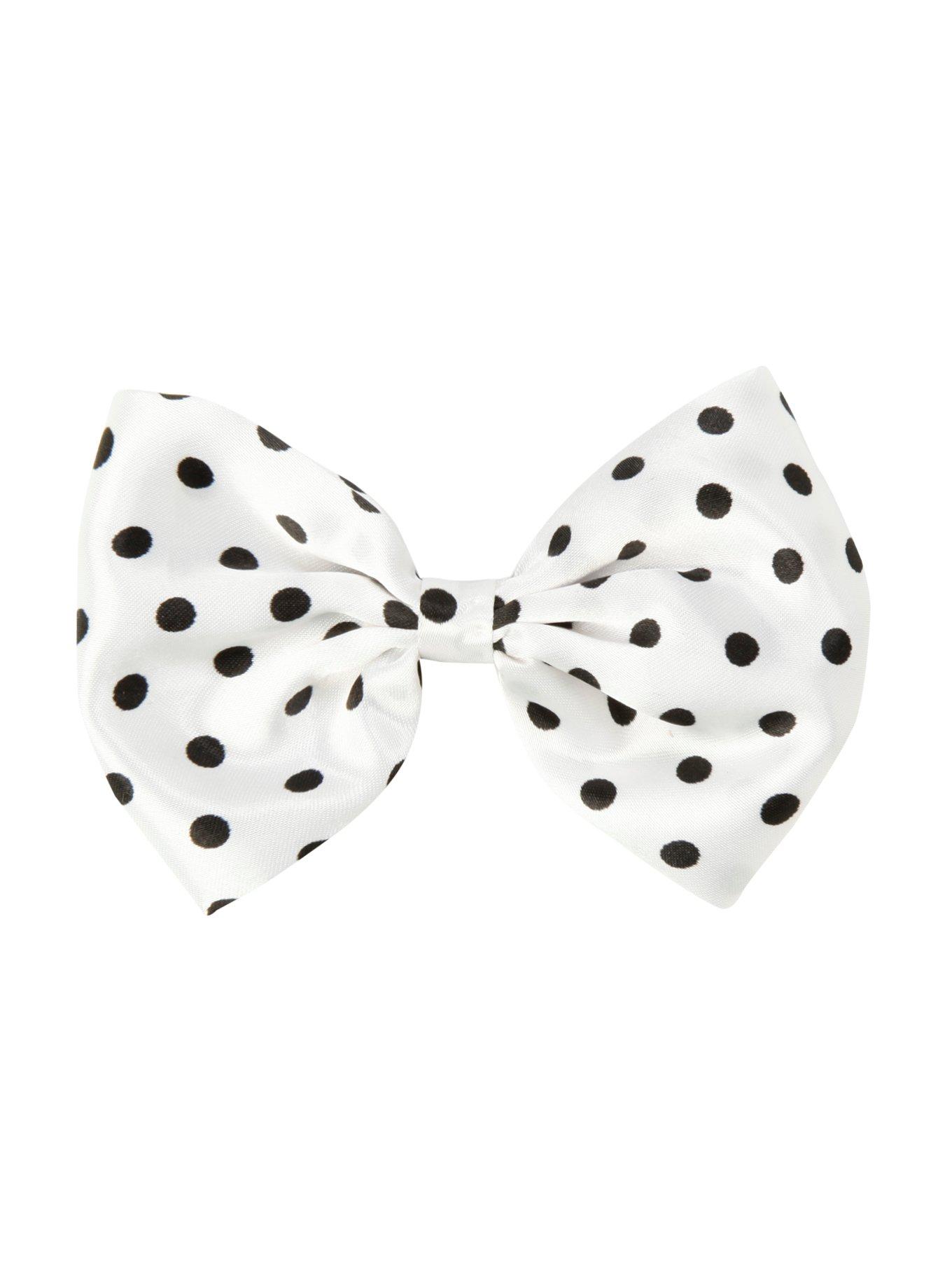 LOVEsick White & Black Polka Dot Hair Bow | Hot Topic