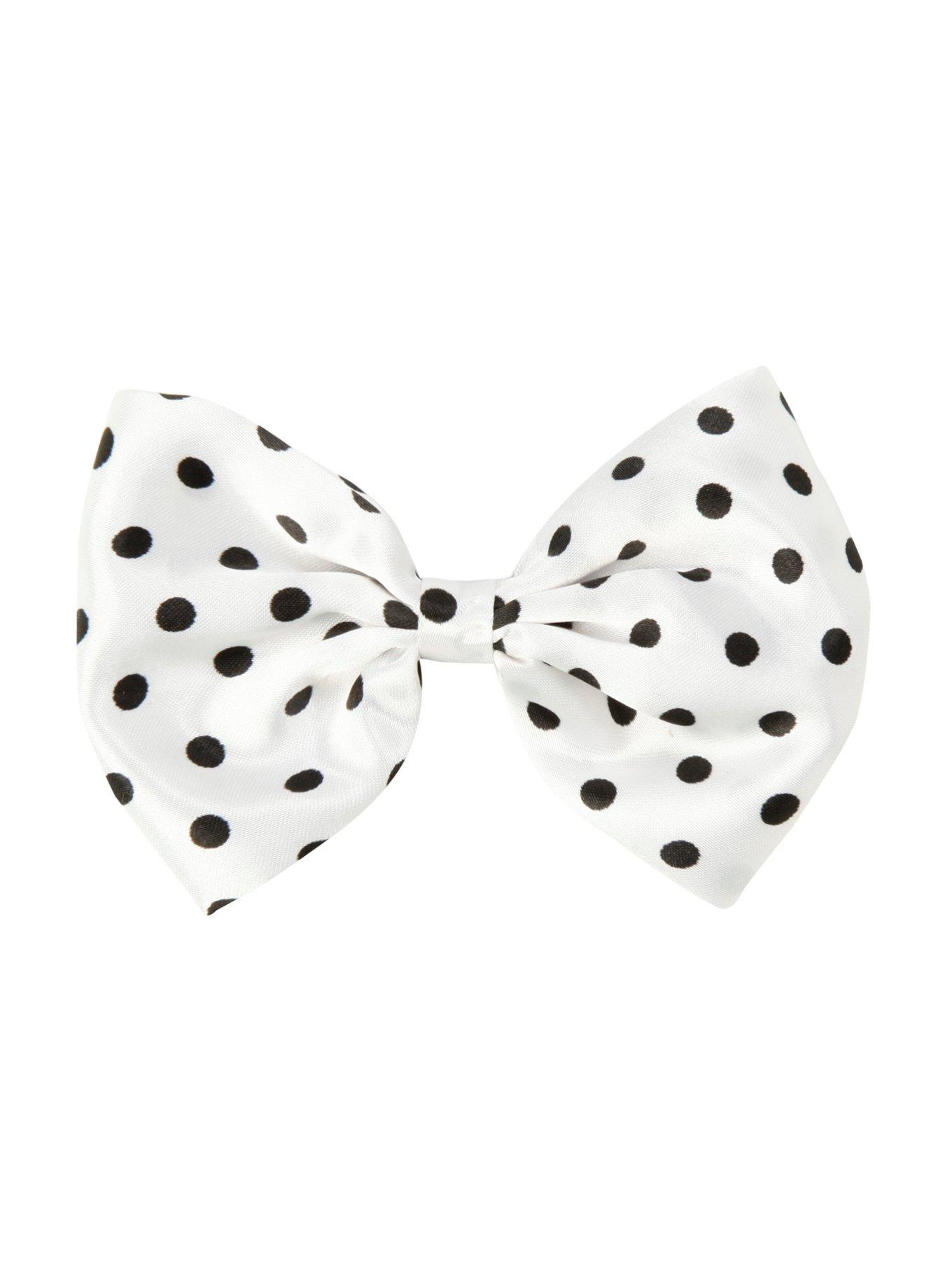 LOVEsick White & Black Polka Dot Hair Bow, , hi-res