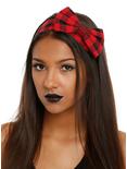 LOVEsick Black And Red Plaid Bow Headband, , hi-res