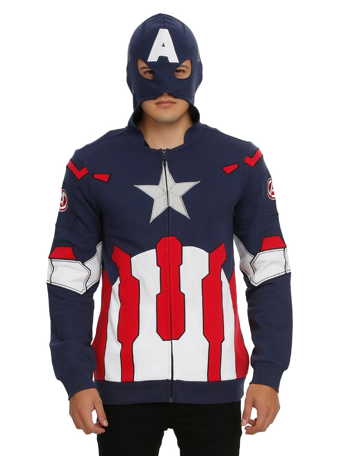 Marvel Universe Captain America Costume Zip Hoodie, NAVY, hi-res