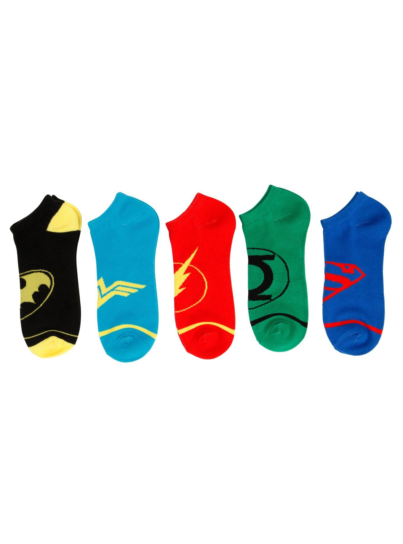 DC Comics Superhero No-Show Socks 5 Pair, , hi-res