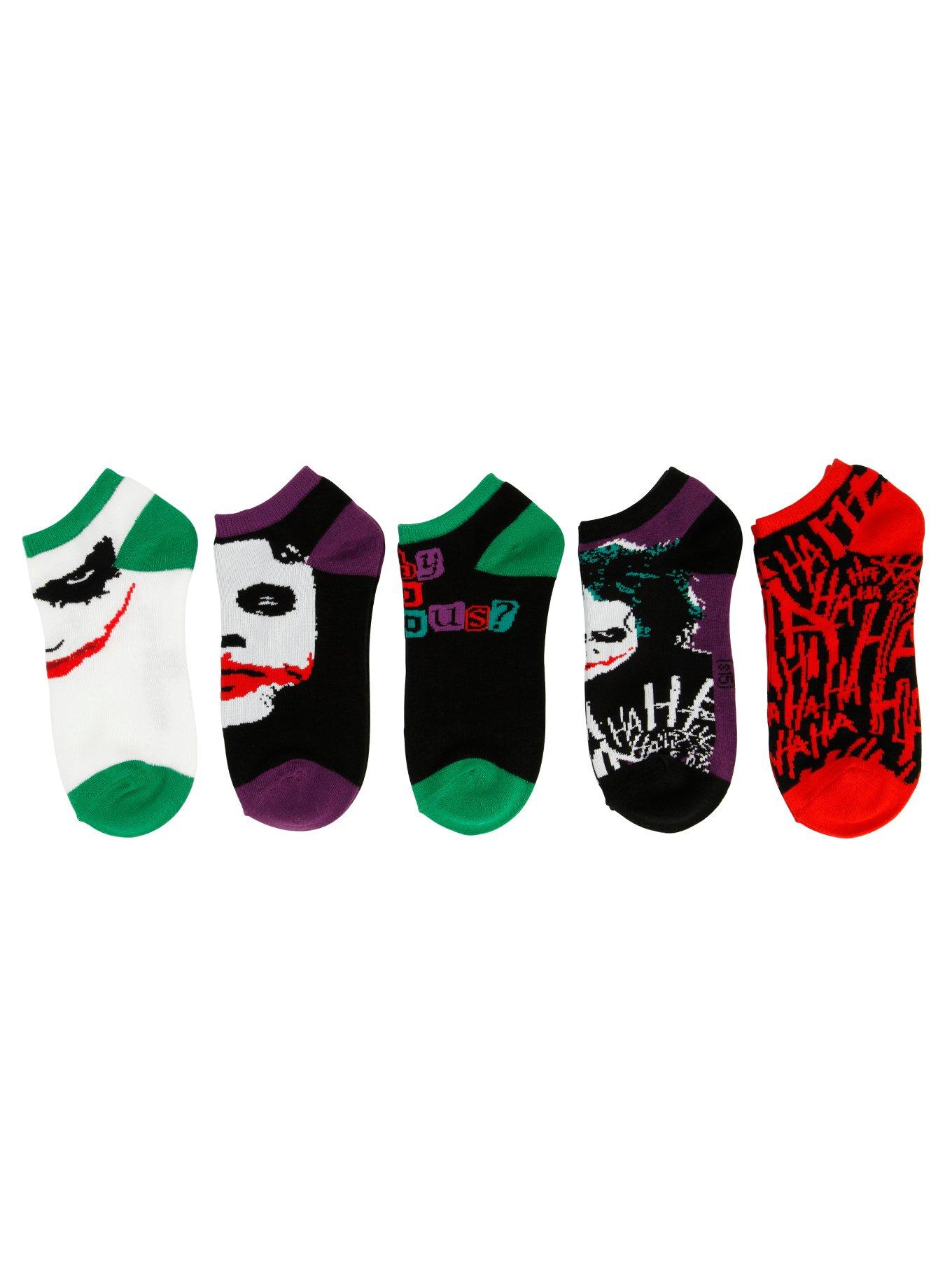 DC Comics The Dark Knight Joker No-Show Socks 5 Pair, , hi-res