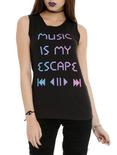 Music Is My Escape Girls Muscle Top, BLACK, hi-res