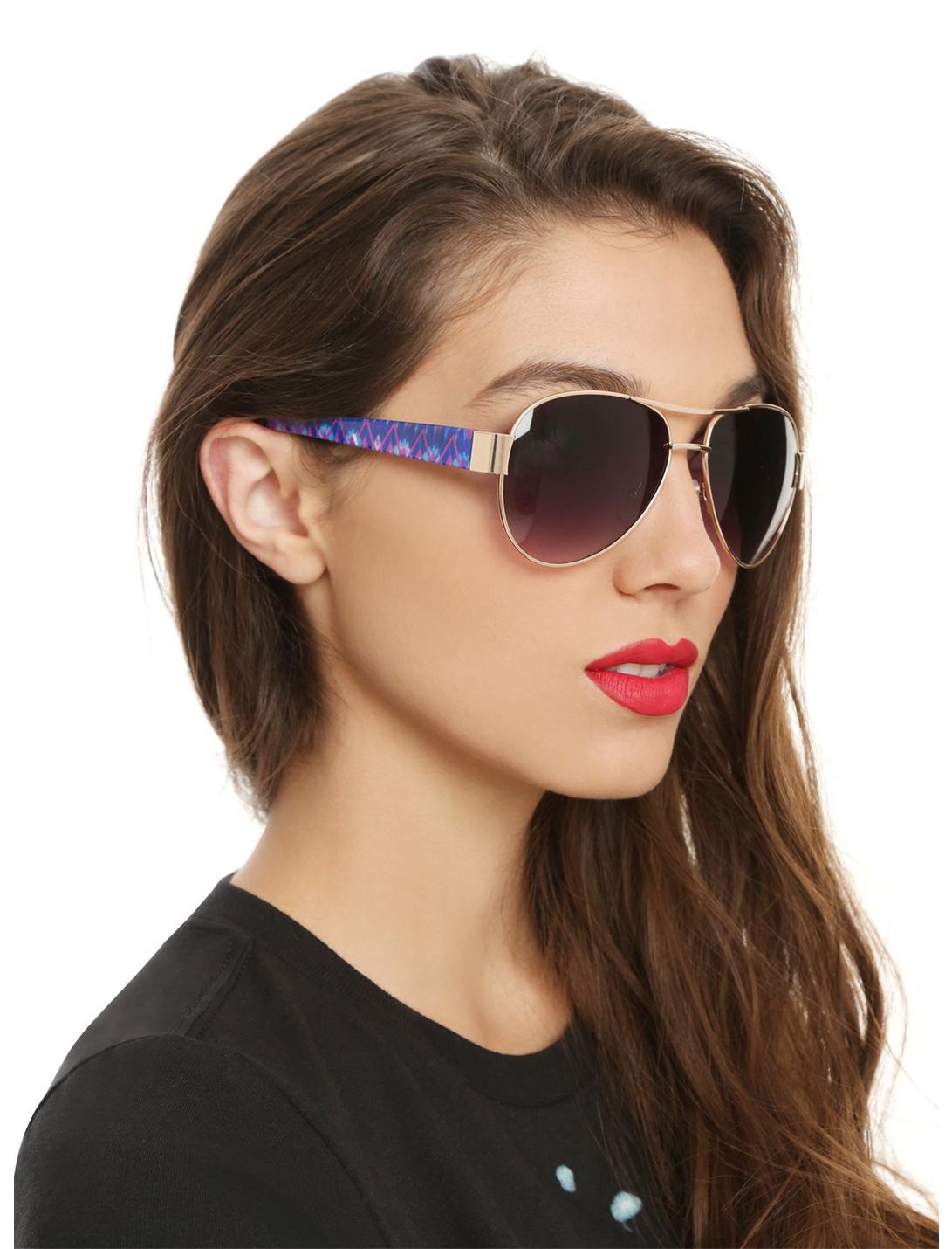 Gold Purple Blue Native Aviator Sunglasses, , hi-res