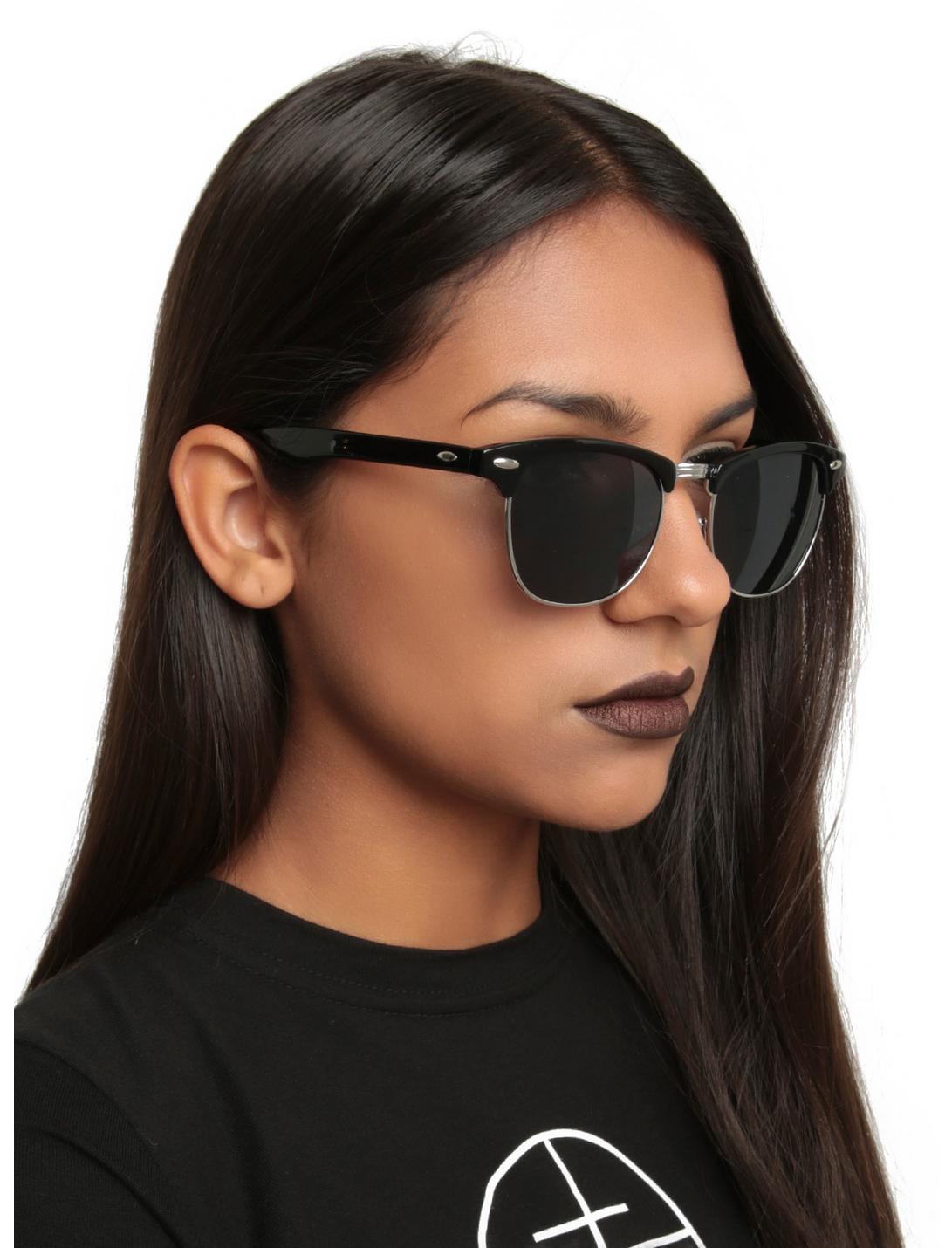 Black Wire Rim Sunglasses, , hi-res