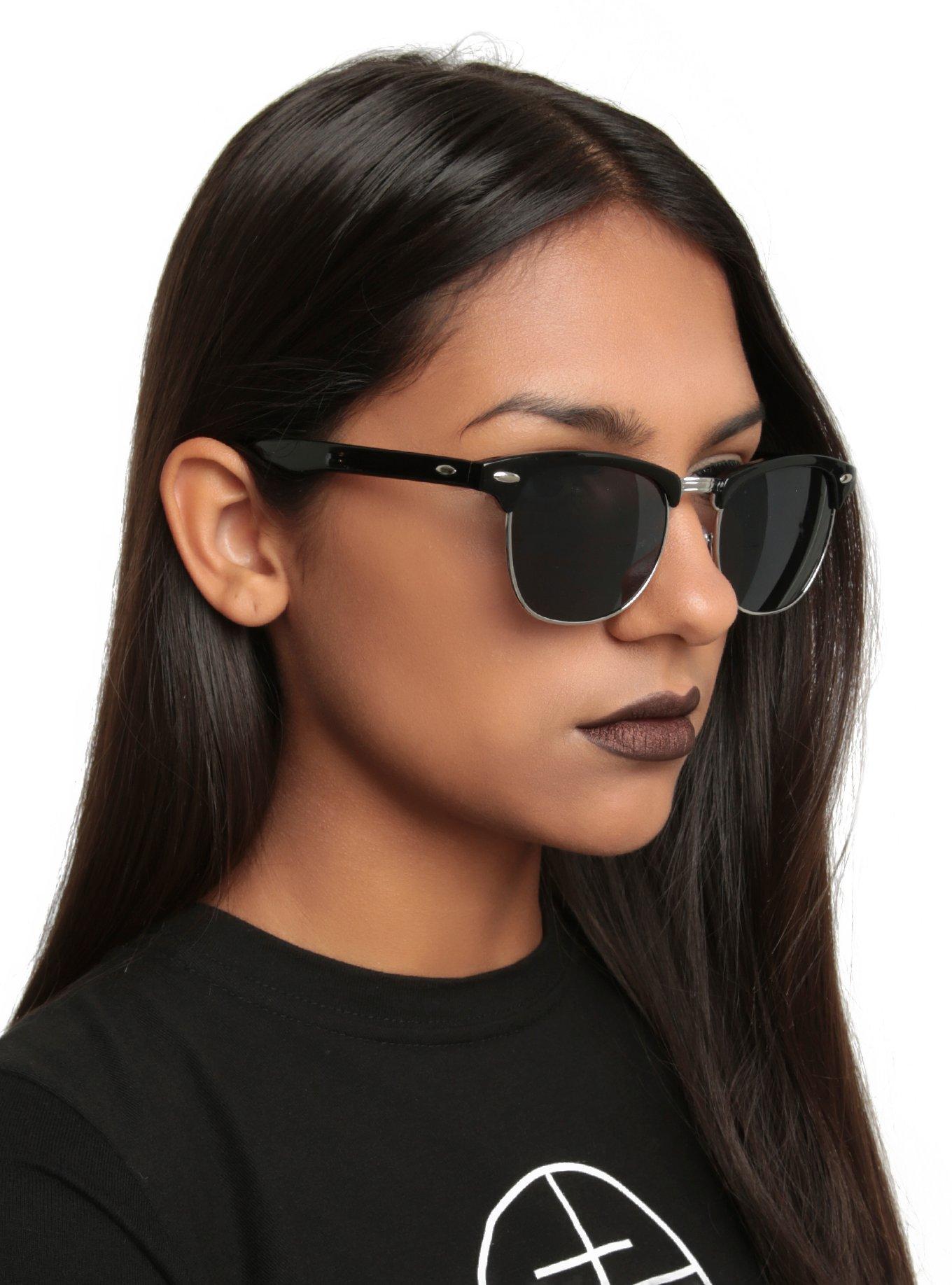 Black Wire Rim Sunglasses, , hi-res