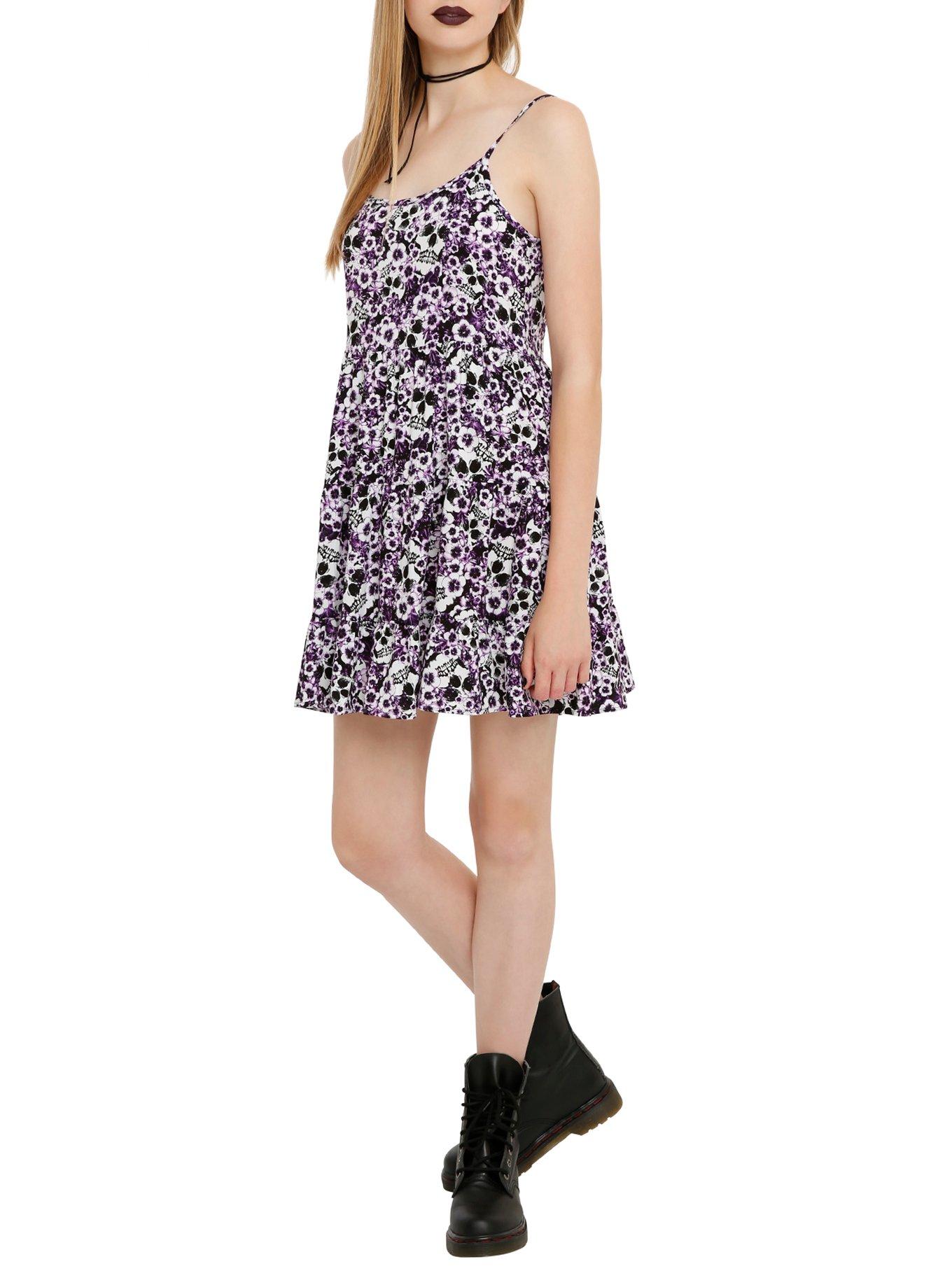 Purple Floral Skull Dress, PURPLE, hi-res