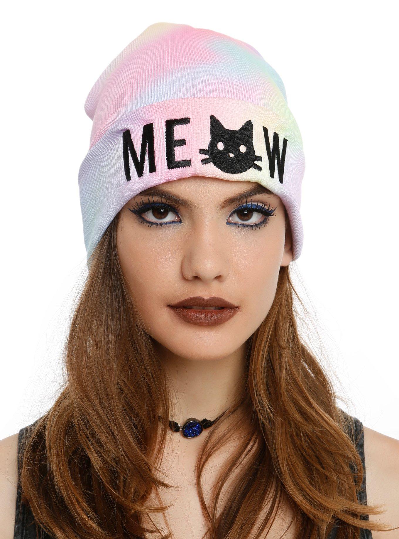 Meow Cat Rainbow Dye Watchman Beanie | Hot Topic