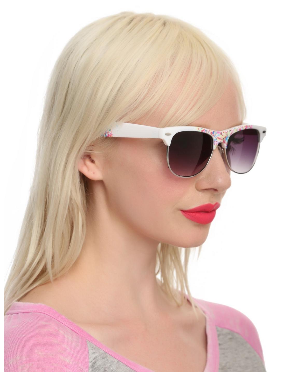 White Sprinkles Half-Rim Sunglasses, , hi-res