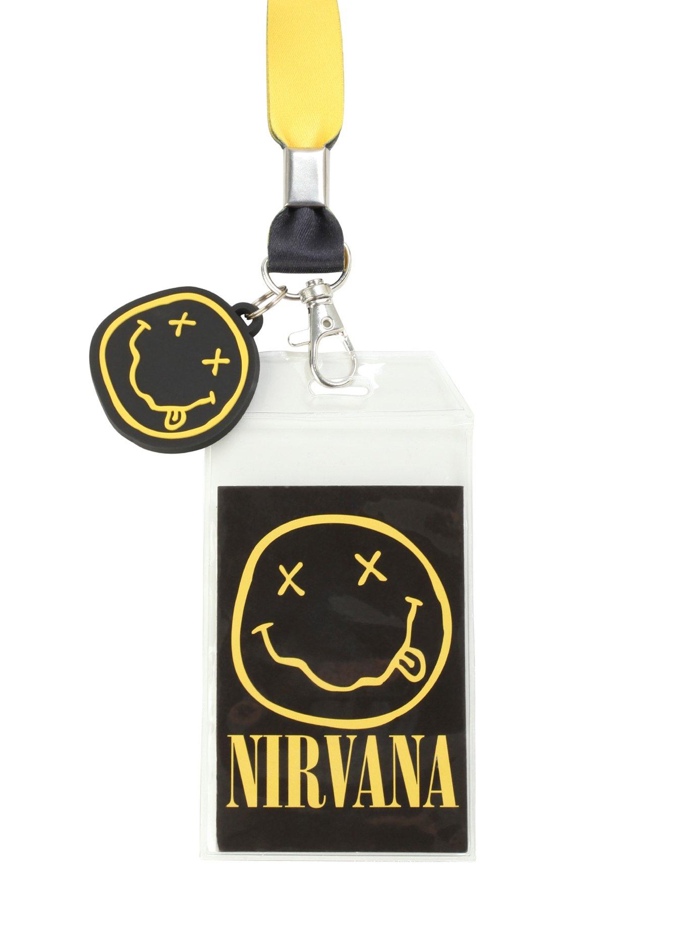 Nirvana Yellow & Black Smiley Lanyard, , hi-res