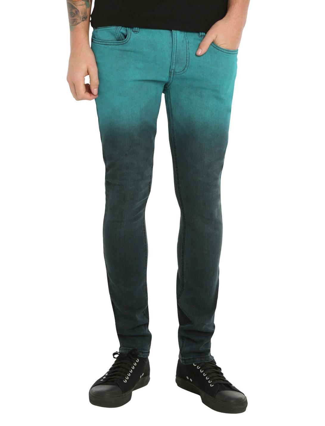 RUDE Teal Ombre Skinny Jeans, , hi-res