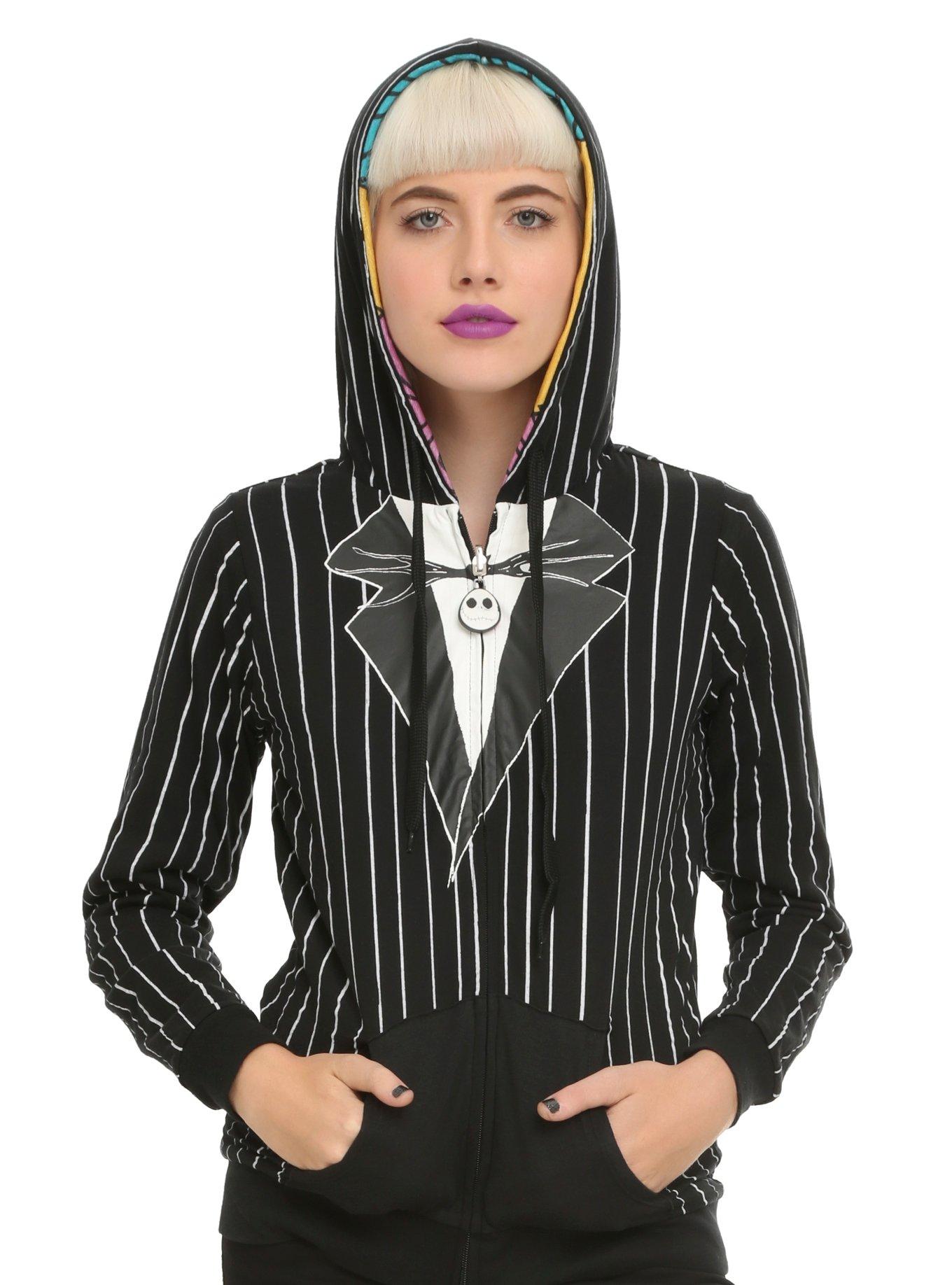 The Nightmare Before Christmas Jack & Sally Reversible Cosplay Girls Hoodie, BLACK, hi-res