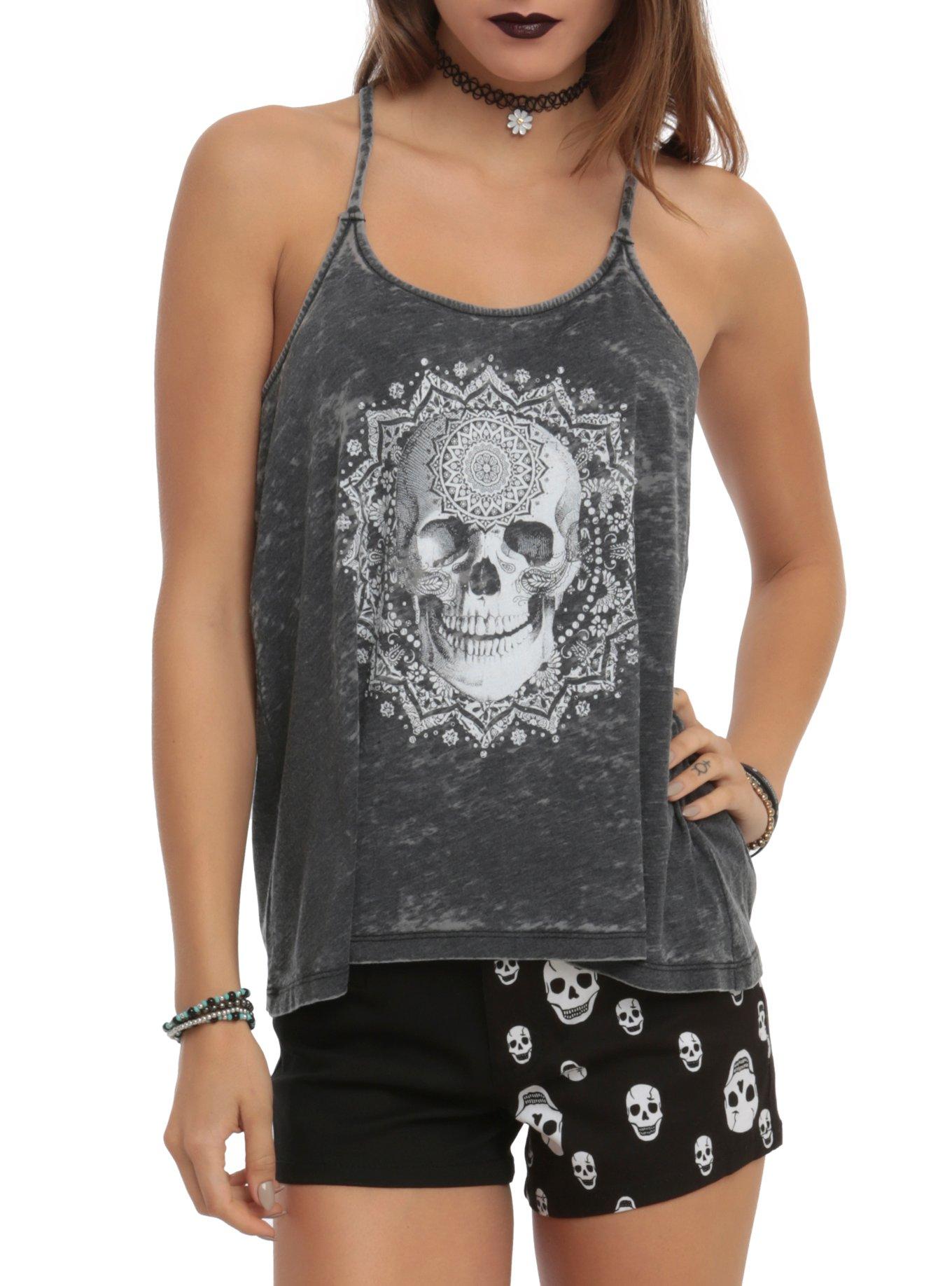Skull Acid Wash Tank Top | Hot Topic