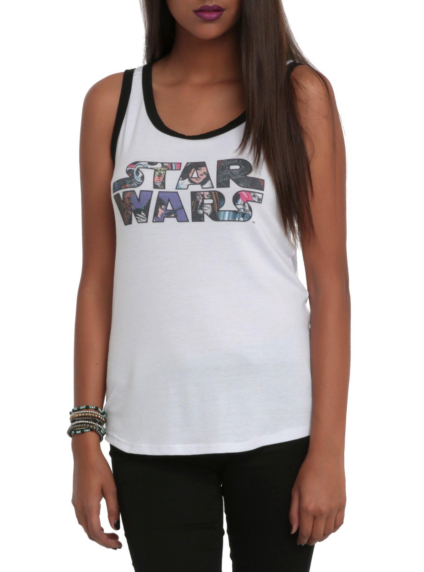 Star Wars Her Universe Comic Fill Logo Girls Tank Top, BLACK, hi-res