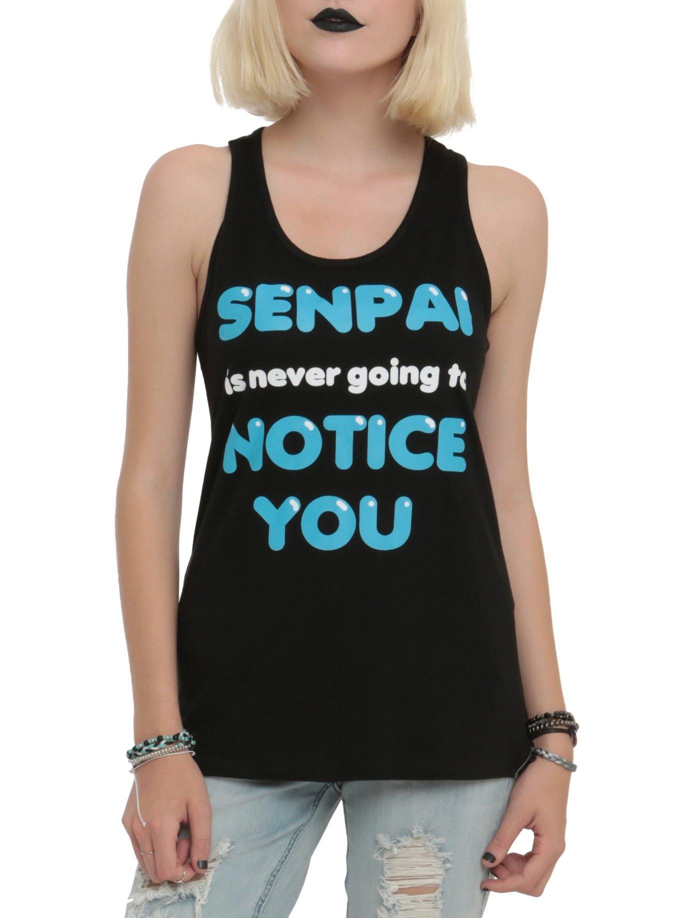 Senpai Is Never Going To Notice You Girls T-Shirt, BLACK, hi-res
