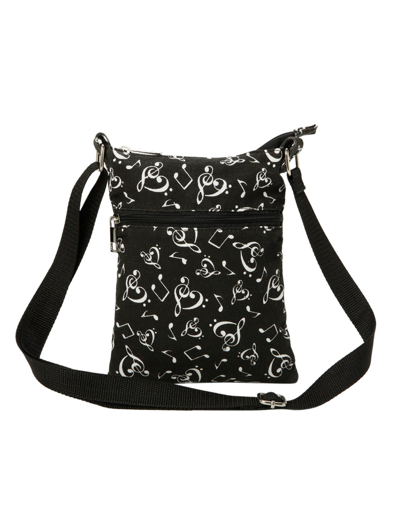 Black & White Clef & Music Note Crossbody Bag, , hi-res