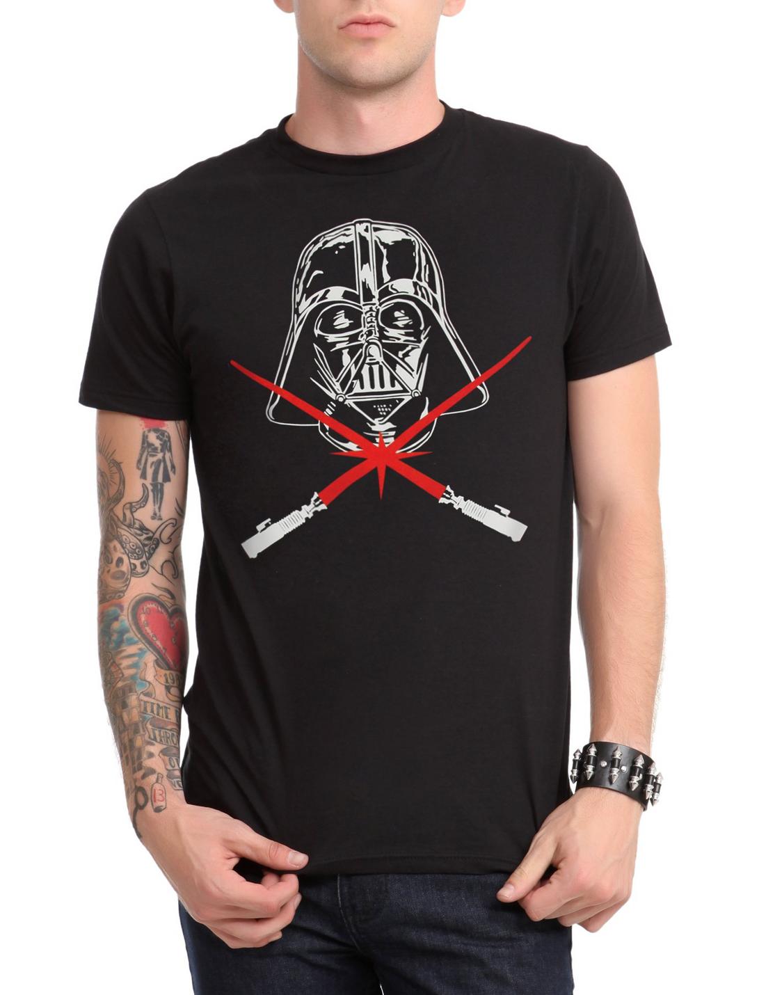 Star Wars Darth Vader Crossed Lightsabers T-Shirt, BLACK, hi-res
