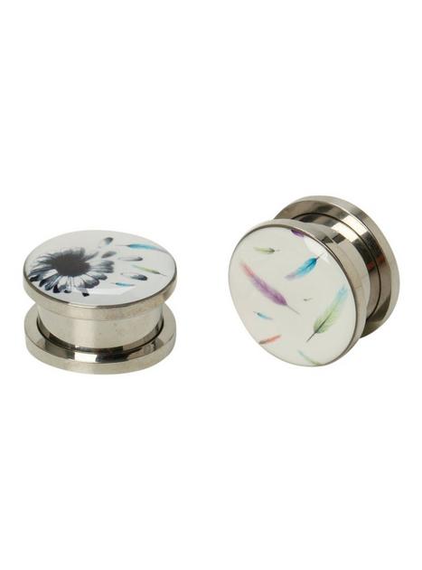 Steel Daisy Feathers Spool Plugs 2 Pack | Hot Topic