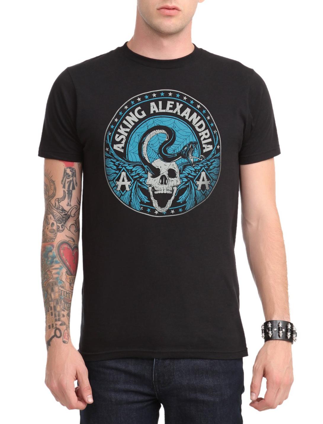 Asking Alexandria Skull Snake T-Shirt, BLACK, hi-res