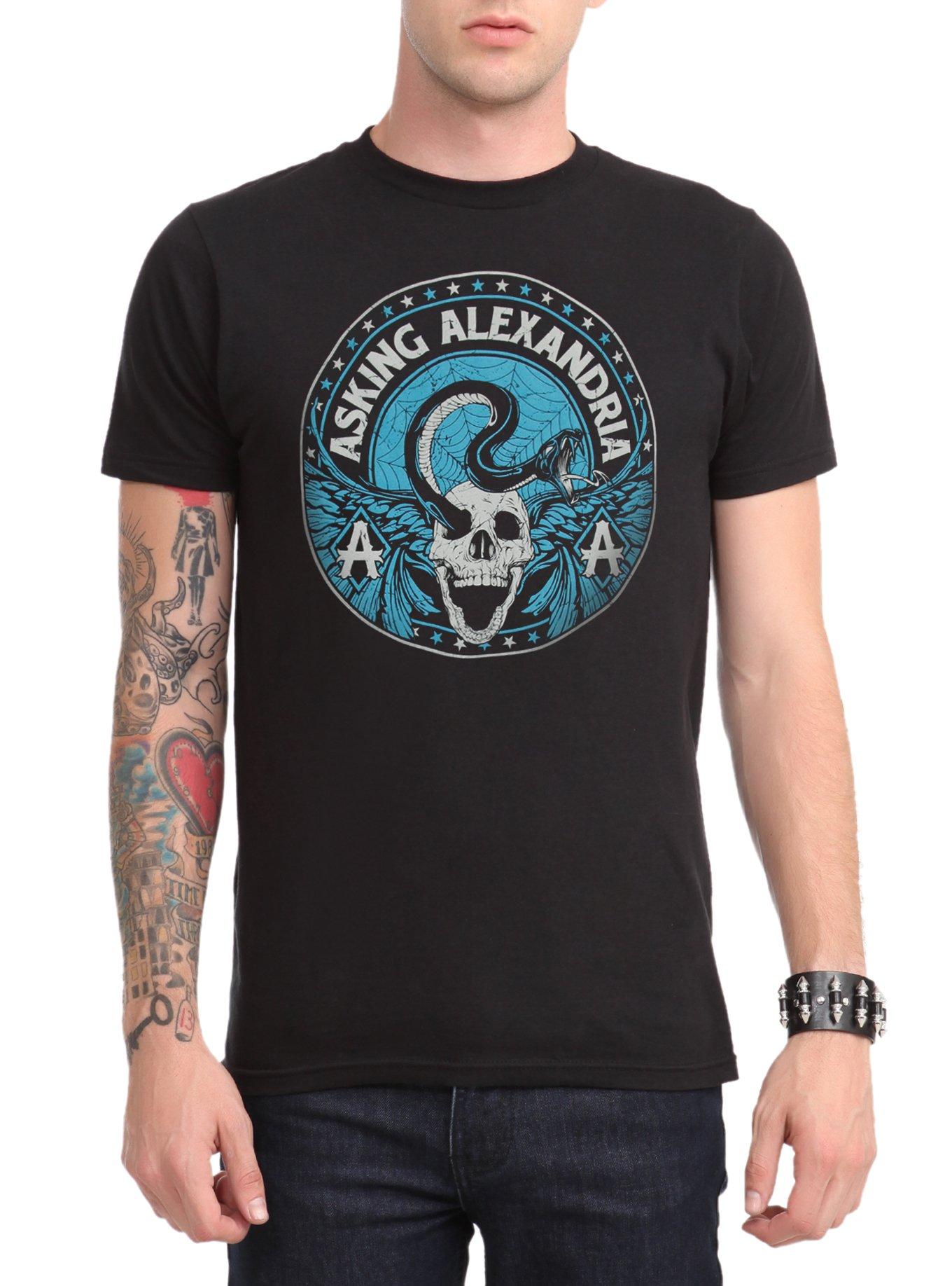 Asking Alexandria Skull Snake T-Shirt, BLACK, hi-res