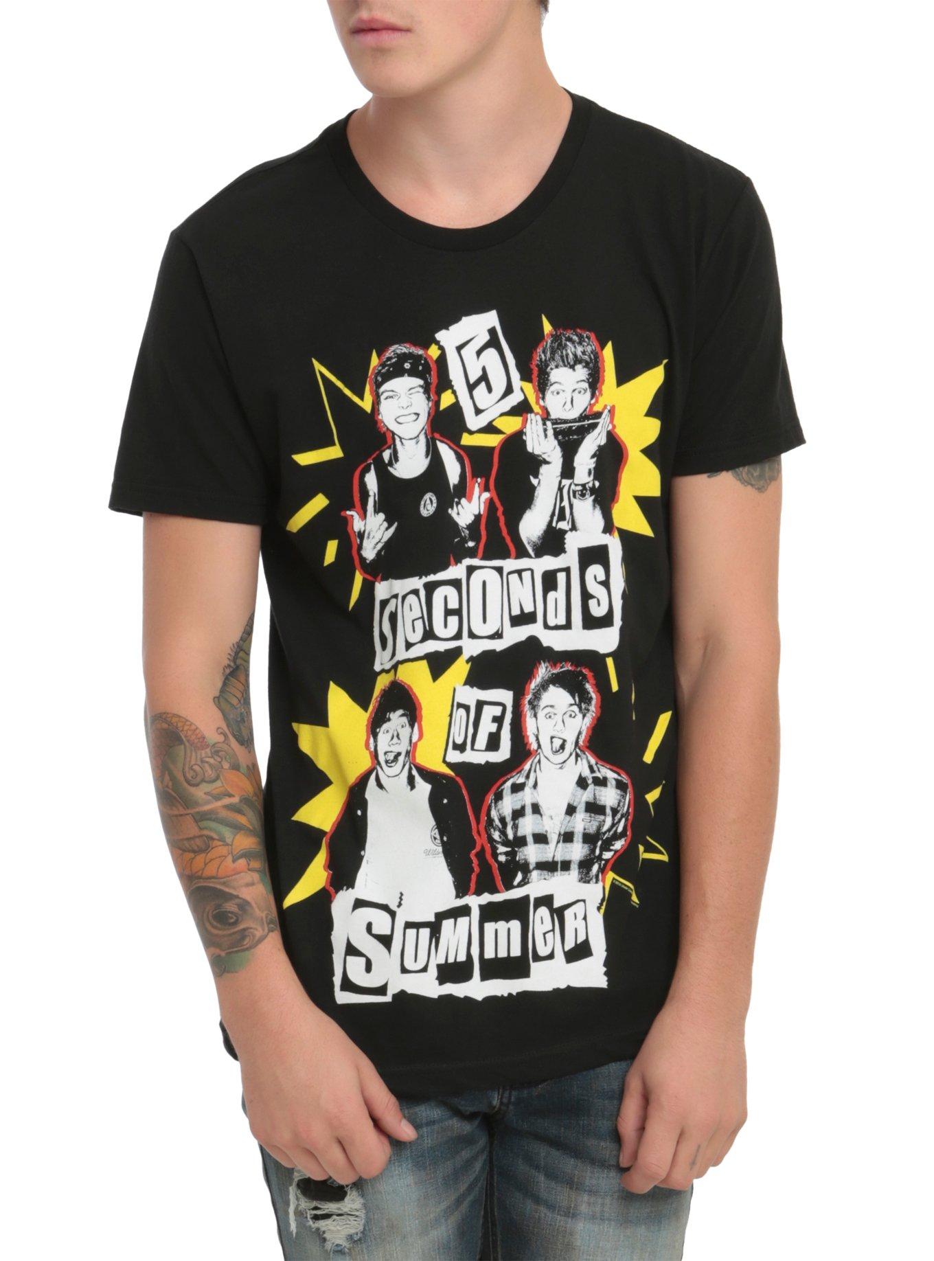 5 Seconds Of Summer Pop Art T-Shirt, BLACK, hi-res