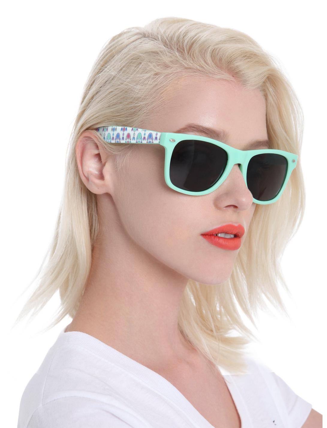 Mint Dream Catcher Print Retro Sunglasses, , hi-res