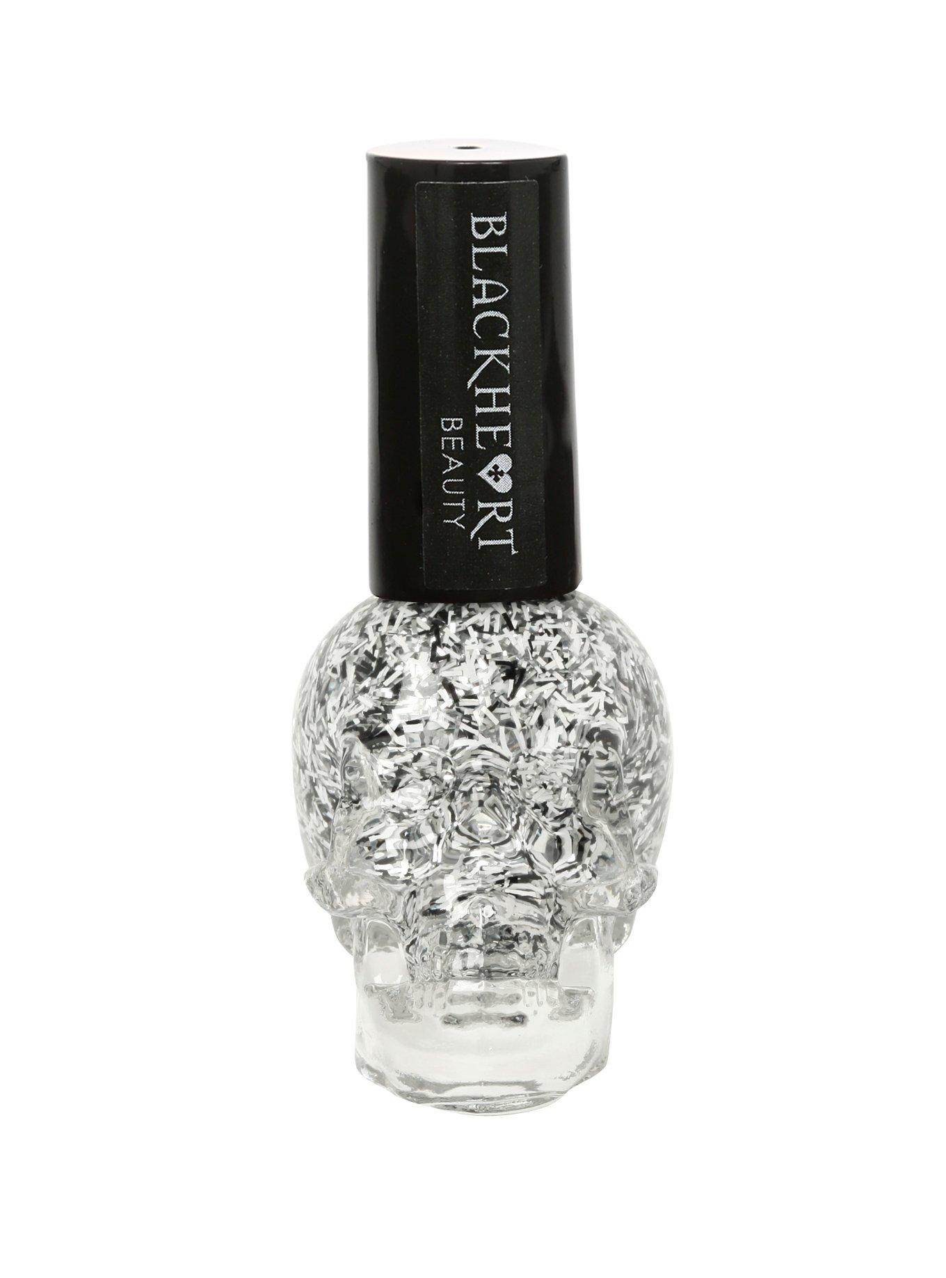 Blackheart Beauty Black White Silver Confetti Nail Polish, , hi-res