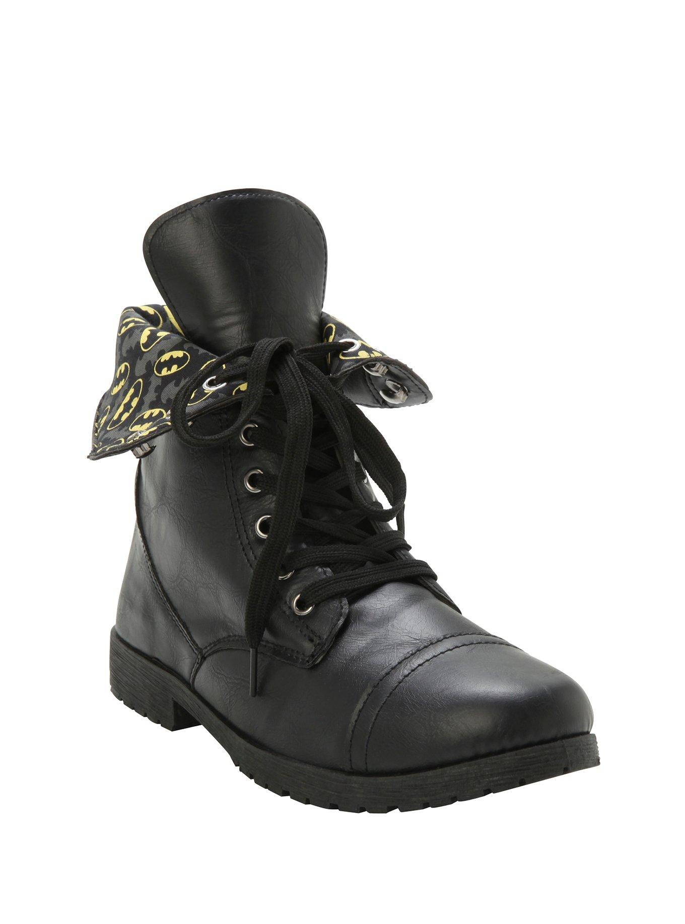 DC Batman Logos Combat Boots, BLACK, hi-res