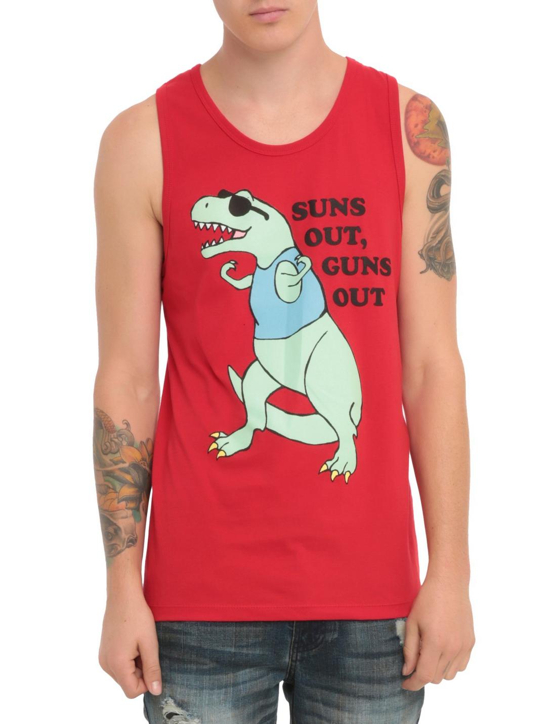 Suns Out Guns Out Tank Top, RED, hi-res