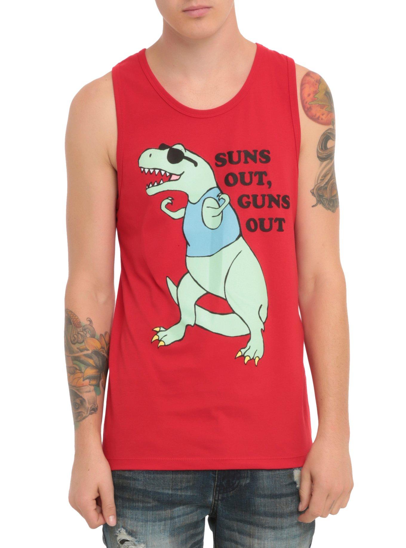 Suns Out Guns Out Tank Top, RED, hi-res
