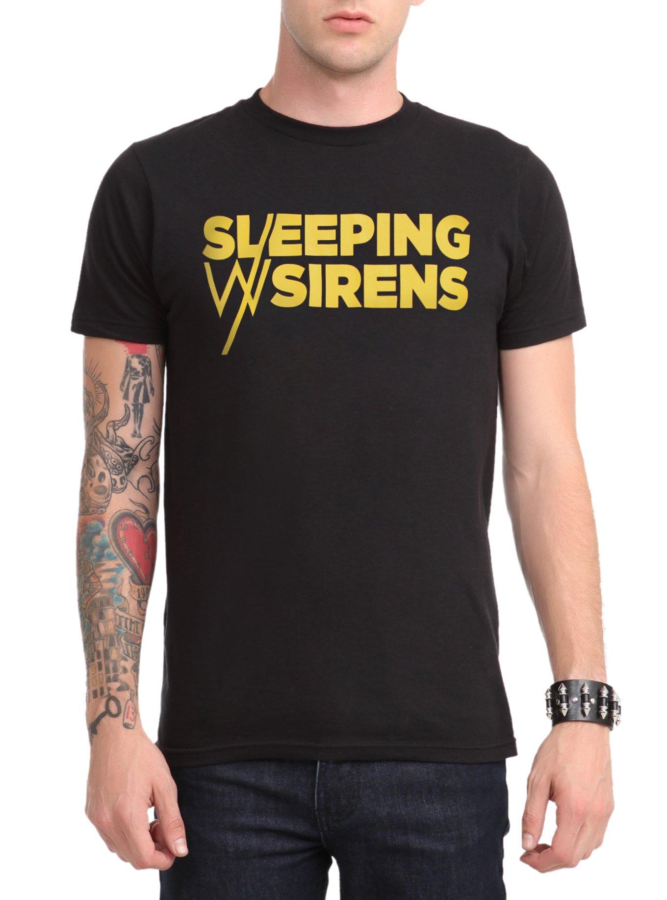 Sleeping With Sirens Yellow Logo T-Shirt, BLACK, hi-res