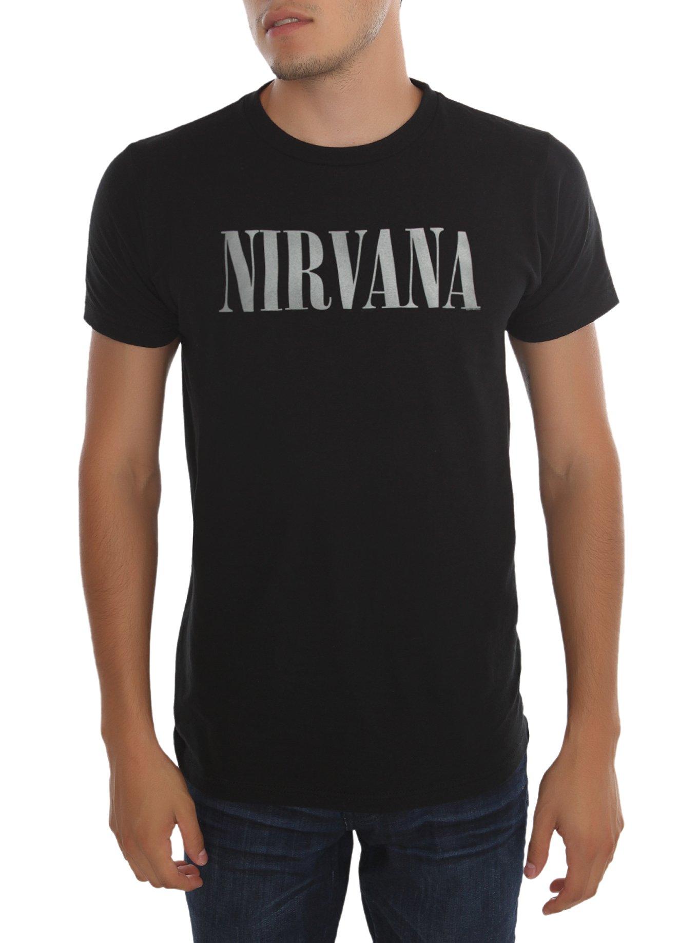 Nirvana Silver Logo T-Shirt, BLACK, hi-res