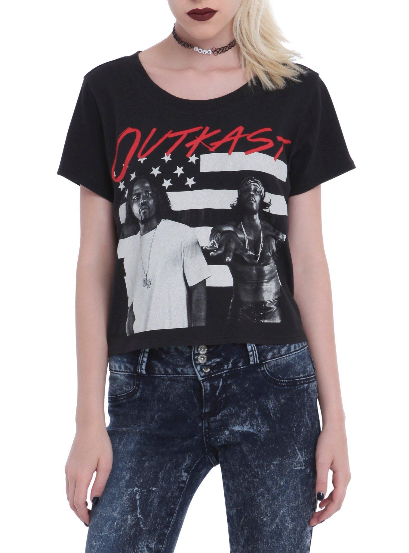 Outkast Flag Girls Crop Top, BLACK, hi-res