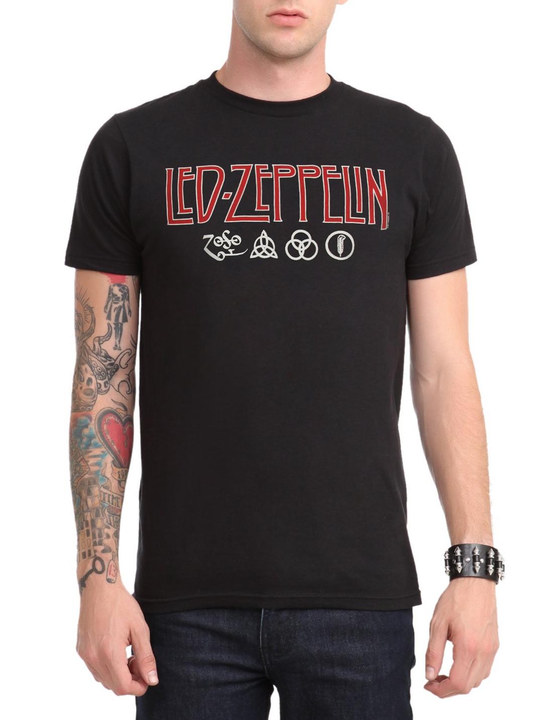 Led Zeppelin Red Logo T-Shirt, BLACK, hi-res