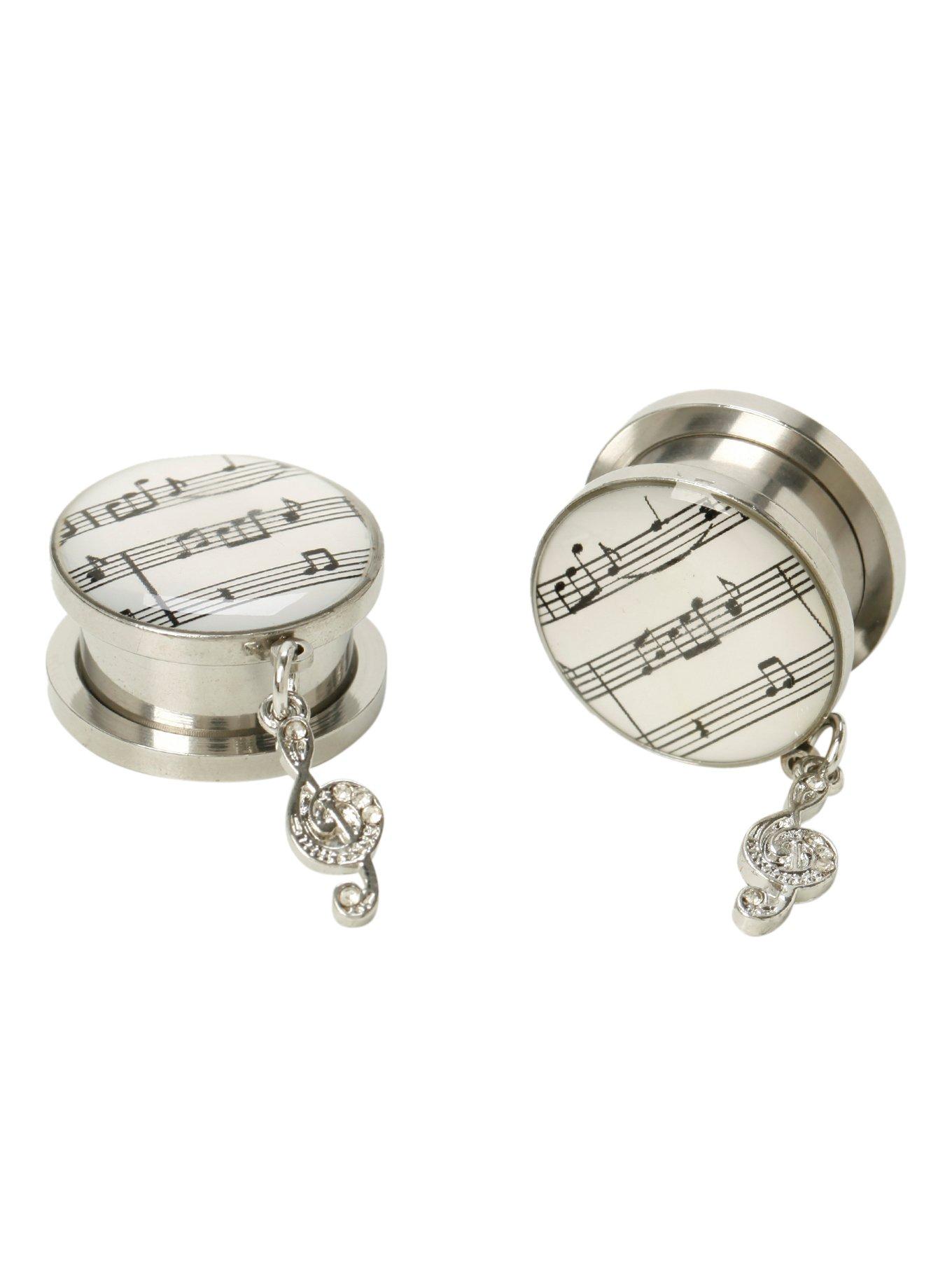 Steel Music Note Dangle Spool Plug 2 Pack, , hi-res