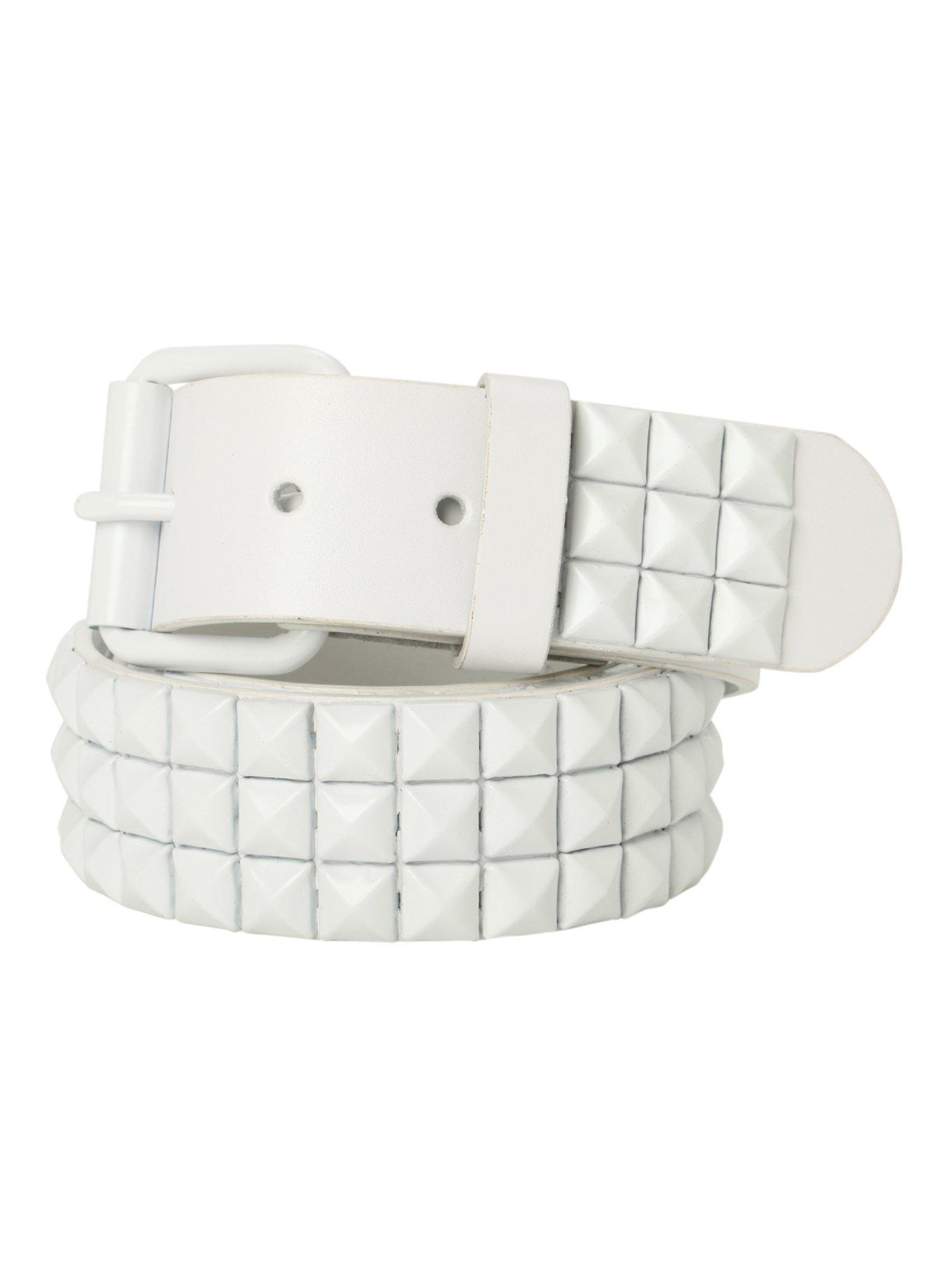 White On White Pyramid Stud Belt