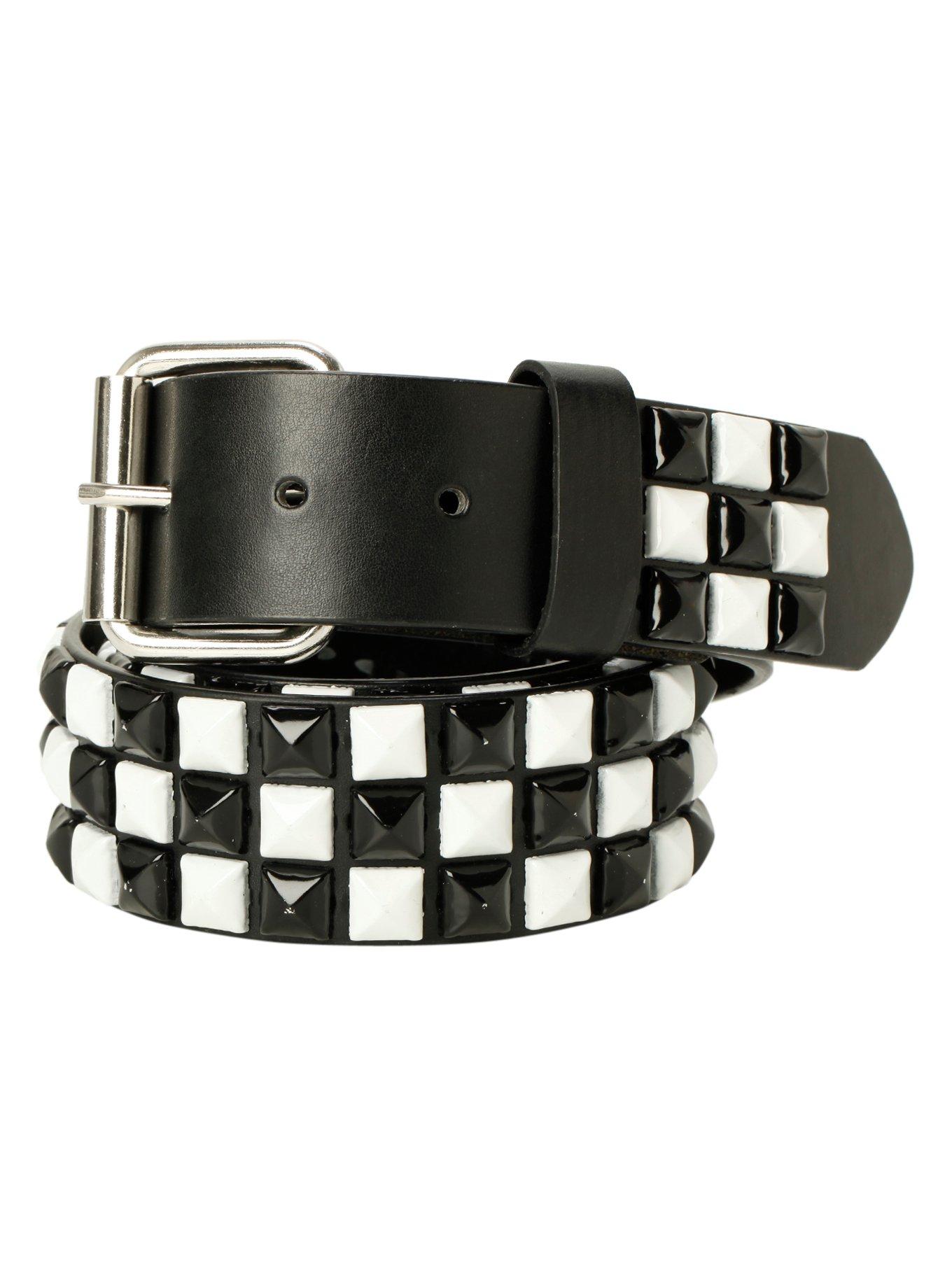Black & White Checkered Pyramid Stud Belt Hot Topic