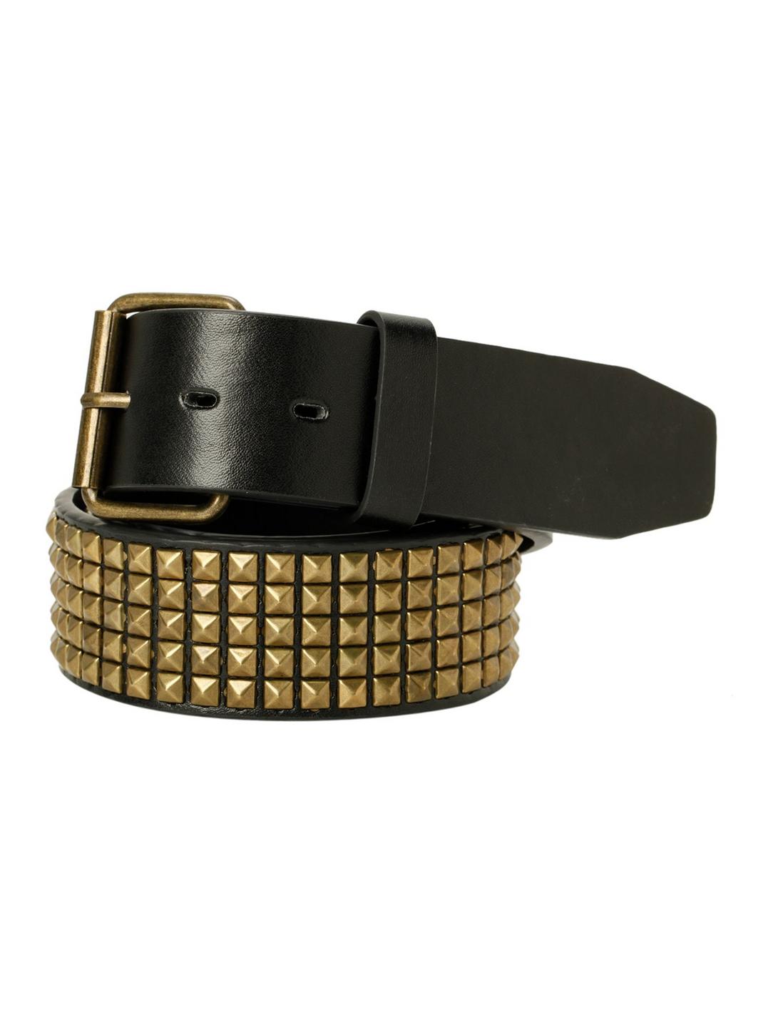 Black & Gold Mini Pyramid Stud Belt, BLACK, hi-res