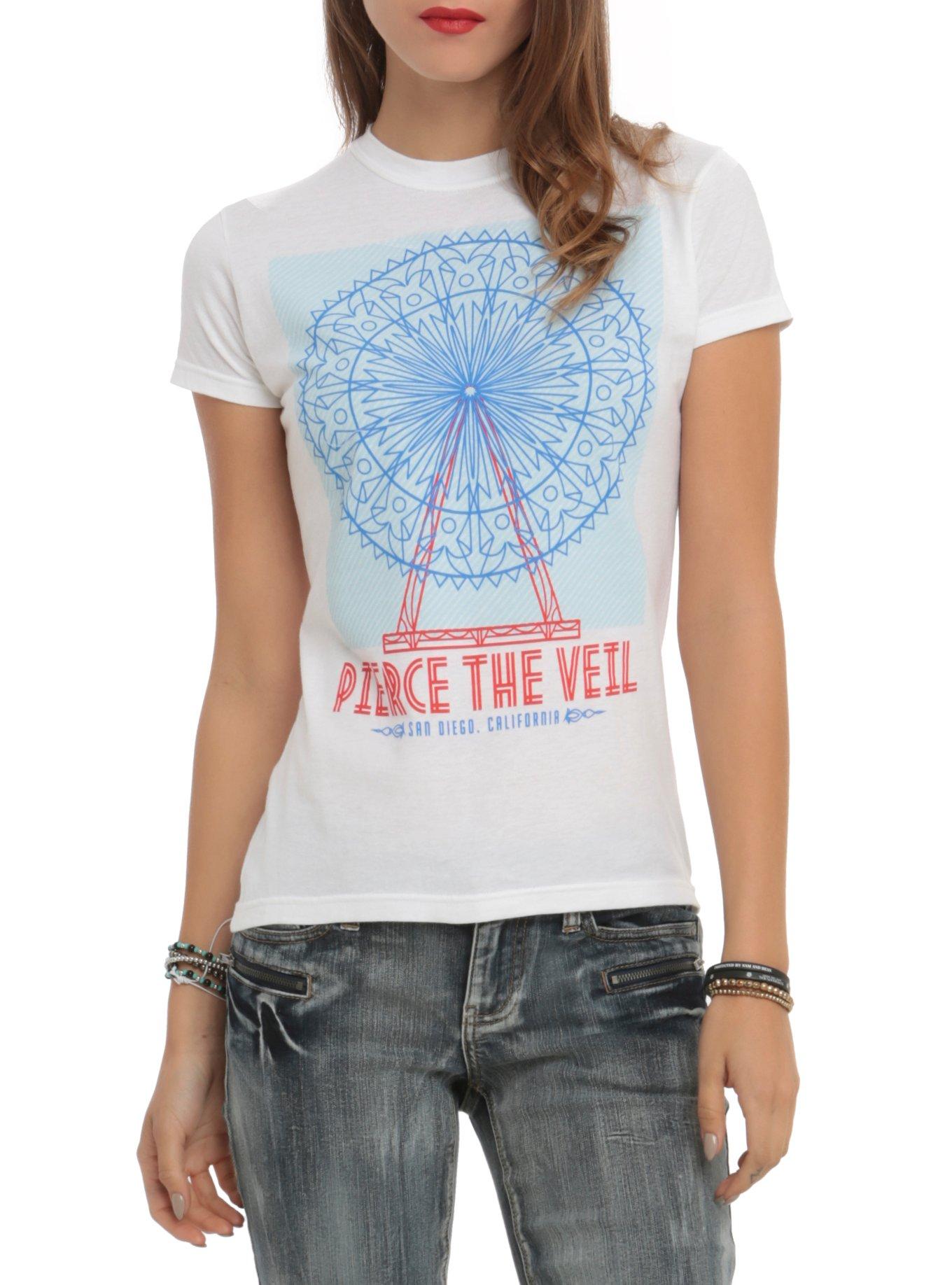 Pierce The Veil Ferris Wheel Girls T-Shirt, WHITE, hi-res