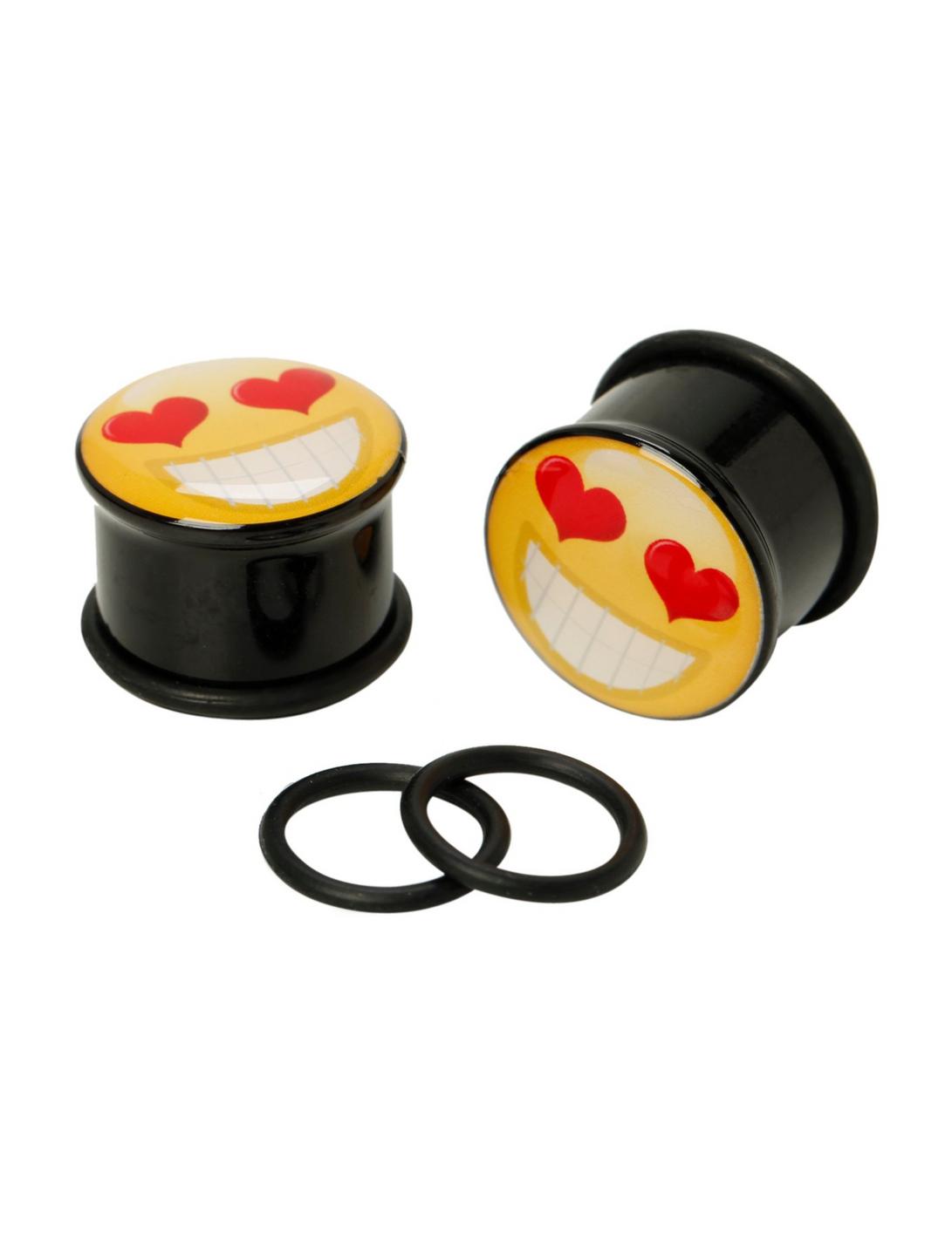 Acrylic Love Emoji Plugs 2 Pack, BLACK, hi-res