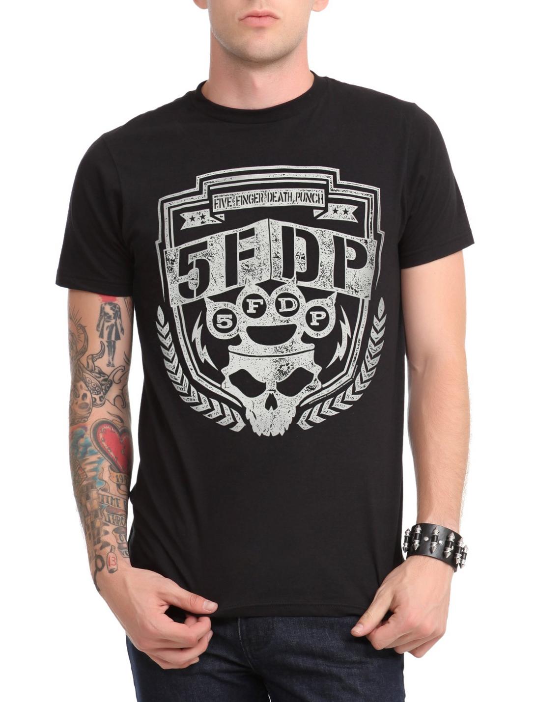 Five Finger Death Punch Crest T-Shirt, BLACK, hi-res
