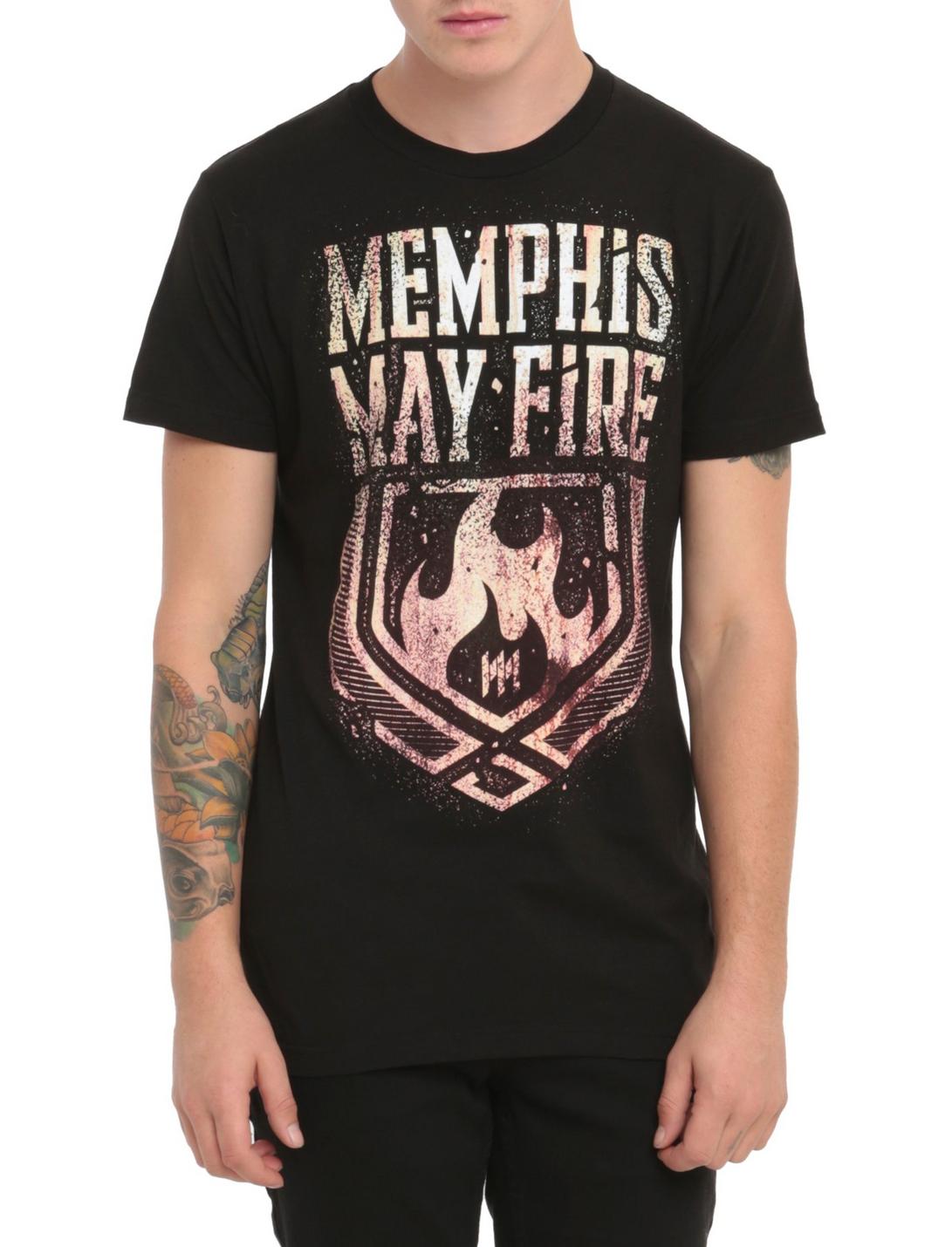 Memphis May Fire Shield Logo T-Shirt, BLACK, hi-res