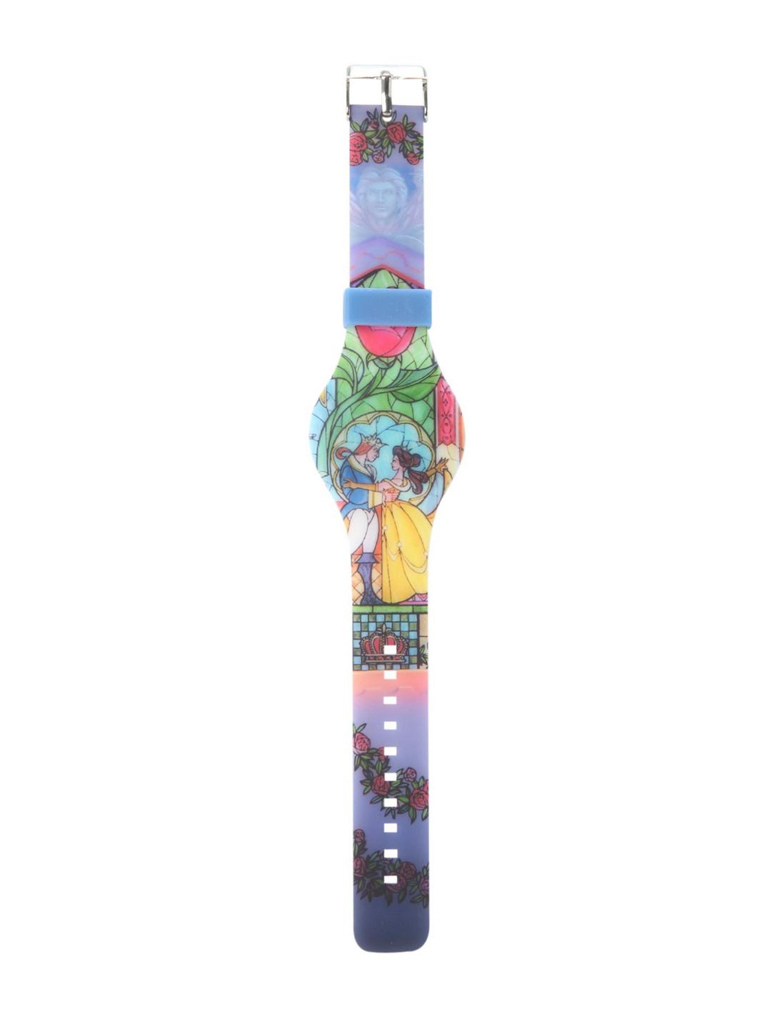 Disney Beauty And The Beast Stained Glass Rubber LED Watch, , hi-res