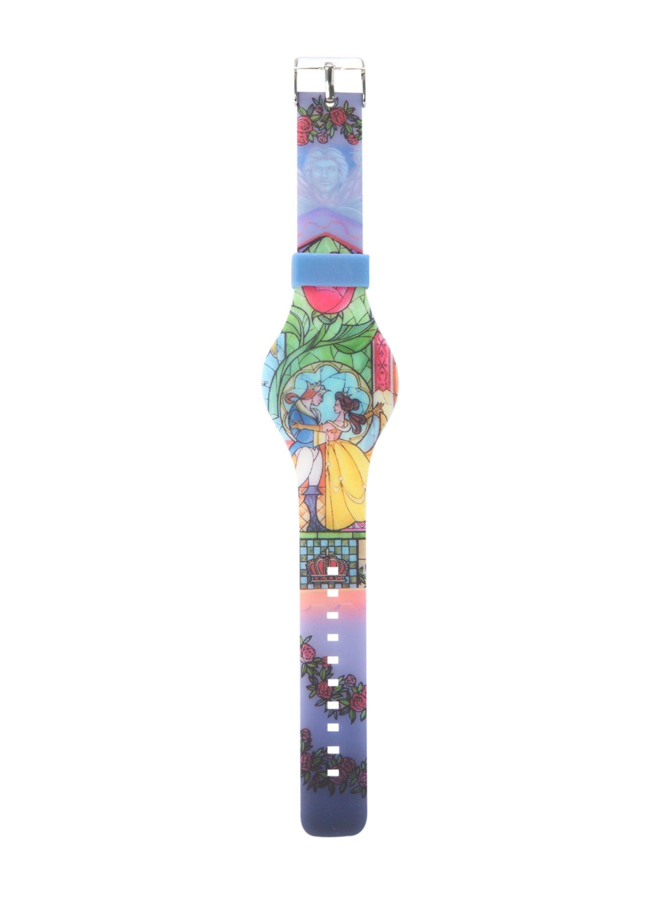 Disney Beauty And The Beast Stained Glass Rubber LED Watch  display picture 1