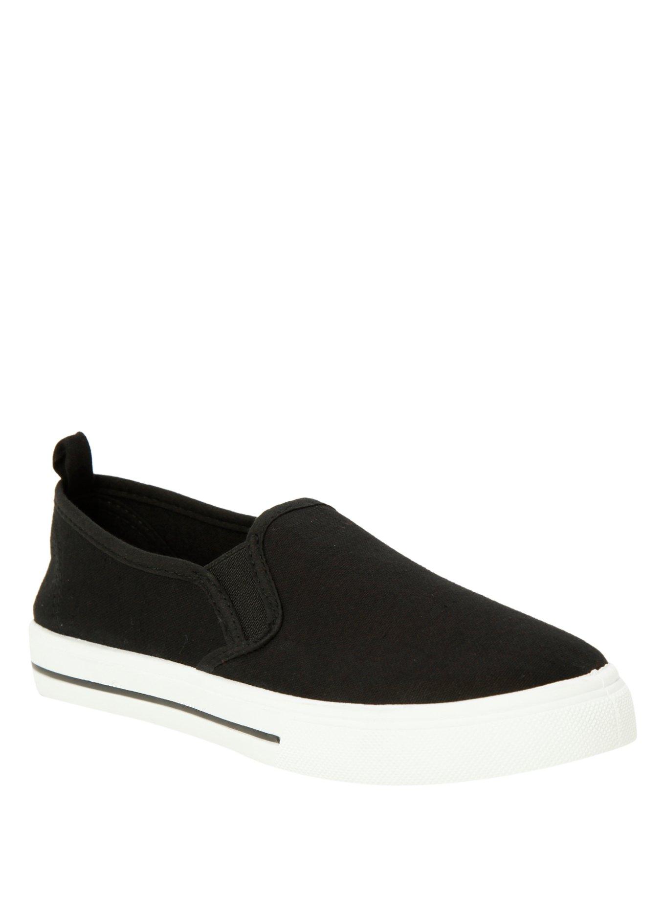 Black Slip-On Shoes, BLACK, hi-res