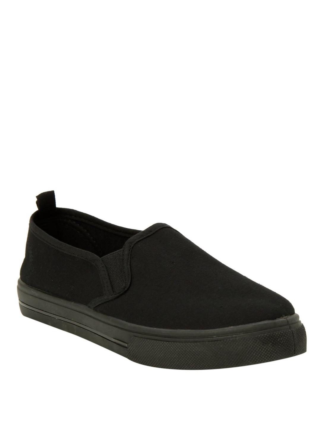 Solid Black Slip-On Shoes, BLACK, hi-res