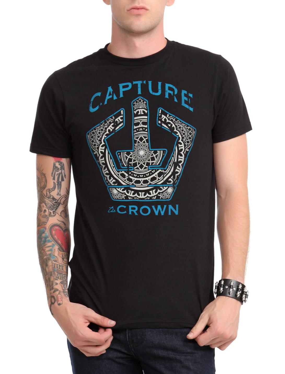 Capture The Crown Blue Outline T-Shirt, BLACK, hi-res